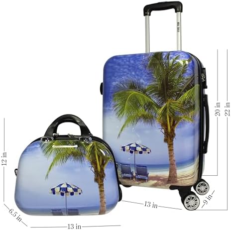 World Traveler Palm Tree 하드사이드 2피스 휴대용 스피너 수하물 세트 — 사진 3