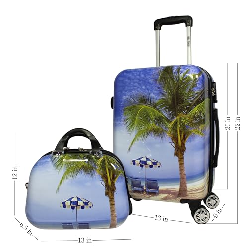World Traveler Palm Tree Hardside 2-Piece Carry-On Spinner Luggage Set, One_Size3