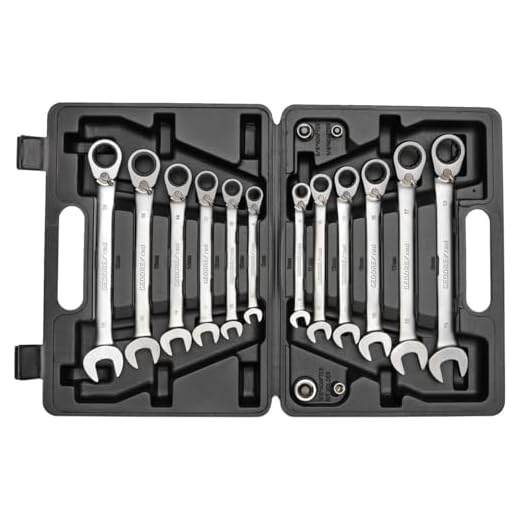 GEDORE red Maul-Ringratschenschlüssel-Satz, umschaltbar, inkl. Adapter, Set 16-tlg, SW 8-19 mm, abgewinkelt, R07203016