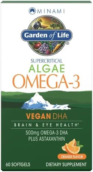 Garden of Life Minami Algae Omega 3 Vegan DHA for Brain and Eye Health - Orange Flavor, 500mg Plant Based DHA Omega-3 Vegan Algae Oil plus Astaxanthin, No aftertaste, 60 easy-to-swallow Mini Softgels - Image 3