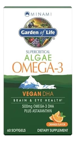 Garden of Life Minami Algae Omega 3 Vegan DHA for Brain and Eye Health - Orange Flavor, 500mg Plant Based DHA Omega-3 Vegan Algae Oil Plus Astaxanthin, No Aftertaste, 60 Easy-to-Swallow Mini Softgels - Image 4