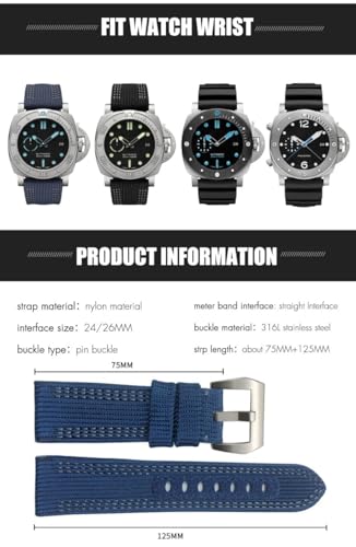 Bracelet de montre en nylon noir 26 mm pour modèles Luminor et PAM00984 - 2
