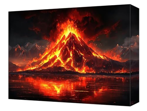 Peinture par numéro adulte volcan lac kit DIY de coloriage créatif 50x70cm