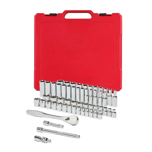 48-22-9008 Fits for 3/8-Inch Drive SAE and Metric Ratchet and Socket Set - 56pc, Silvery
