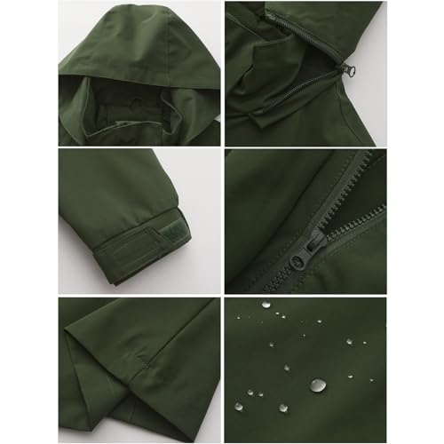 JWNYJFB Packable Rain Jacket for Women - Lightweight Army Green Windbreaker for Casual Hiking and Travel - Image 5