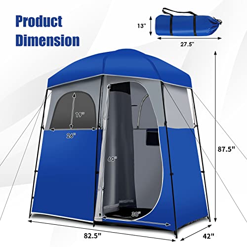 Tangkula Double-Room Shower Tent, carpa de ducha portátil con espacio grande y privacidad para camping con piso, tienda para cambiarse con toldo removible y bolsa de almacenamiento miniatura 4