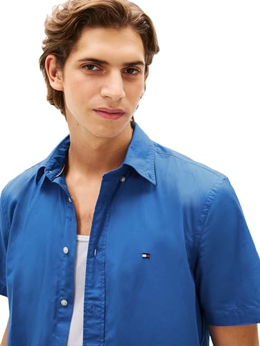 Image of Tommy Hilfiger Men's Short Sleeve Poplin Shirts in Regular Fit, Men's Button Down Shirts