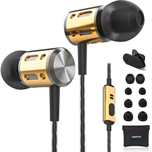 Betron AX1 Earbuds with Bass Driven Sound, Noise Isolating Earphones with Microphone, Portable