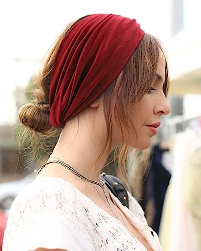 Image of DRESHOW 6 Pack Extra Wide Headbands for Women Large Turban Headband Boho Head Wrap Elastic Hairbands Hair Twisted Knot Hair Accessories