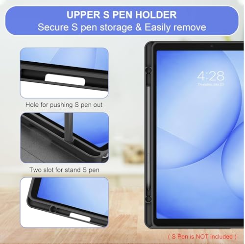 Image of RTSY Keyboard Case for Samsung Galaxy Tab A11+ / A11 Plus 2025 (11 Inch) & A9+ / A9 Plus 2023 (11 Inch) with Multi Viewing Angle, Wireless Detachable Folio KB Cover with S Pen Holder-Black