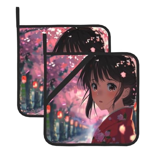 Anime Lovers Pot Holder Set, Heat-Resistant Oven Gloves