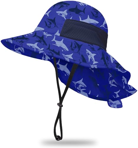 Image of Toddler Baby Sun Hat Kids Summer Beach Essentials Adjustable Beach Hats with Bucket Wide Brim for Boys Girls Age 0-14 Years