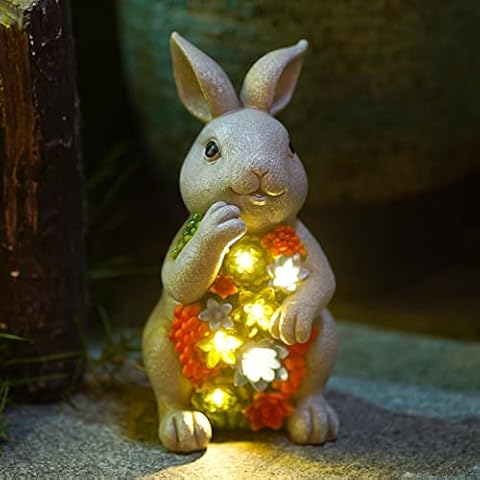 Goodeco Solar Rabbit Statue with LED Lights Cover