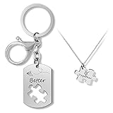 【Medidas】- Llavero de rompecabezas para parejas: mejor colgante de 4 x 2,5 cm, colgante junto: 3,1 x 1,4 cm, consejos: error de medición manual permitido.