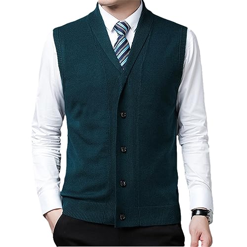 Chaleco de punto para hombre suéter de cachemira con solapa en talla grande