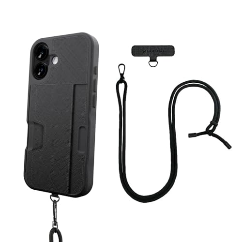 Smartish® iPhone 17 Wallet Case + Crossbody Lanyard Strap - [Slim + Protective] Phone Case Credit Card Holder + Universal Detachable Shoulder Neck Strap for Apple iPhone 17 - Black Tie Affair by Smartish - Used condition - US$37.90