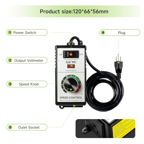 IGOYE 100V-120V 15A AC Motor Speed Controller with Overload Protection, Variable Speed Controller for Electric Tools,Resistance Heating,Electric Fan,Voltage LED Display by IGOYE - Image 6