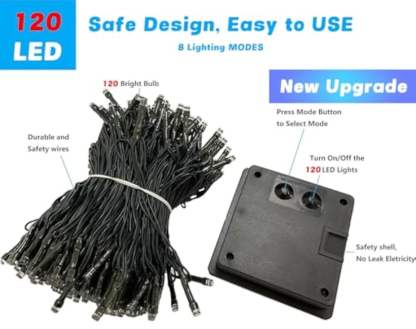 OZS 2PK 240LED 95FT Solar Sring Lights Outdoor Waterproof, Solar Christmas Lights for Outside, Green Wire Tree Electric Holiday Light with 8 Lighting Modes for Christmas Decorations(Cool White)