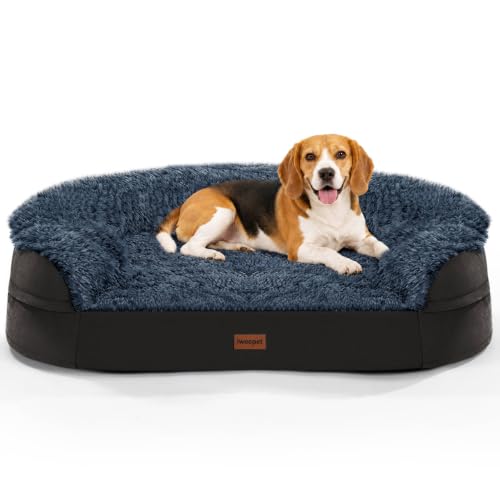 Image of 3.7 inch Thickened Orthopedic Dog Beds for Medium Dogs, Supportive Dog Sofa Bed with 28D Egg-Crate Foam, Removable Washable Plush Cover, Waterproof Lining, Half-Round Design for Puppy,Senior Dog