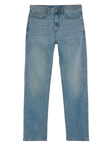 Image of Marks & Spencer Mens Light Wash Mid Rise Straight Fit Jeans