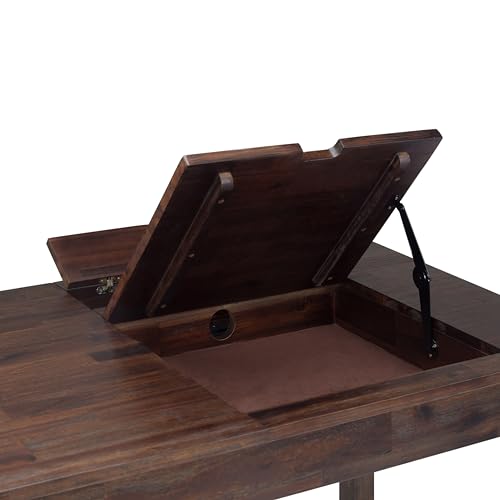 SIMPLIHOME Monroe Desk - 60-Inch Wide Solid Acacia Wood Writing Desk in Distressed Charcoal Brown, Rustic Contemporary Home Office Computer Table with Storage and Built-In USB and Power Outlet