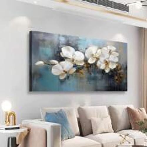 Toile murale orchidée bleue pour décoration salon chic et chambre à coucher sereine