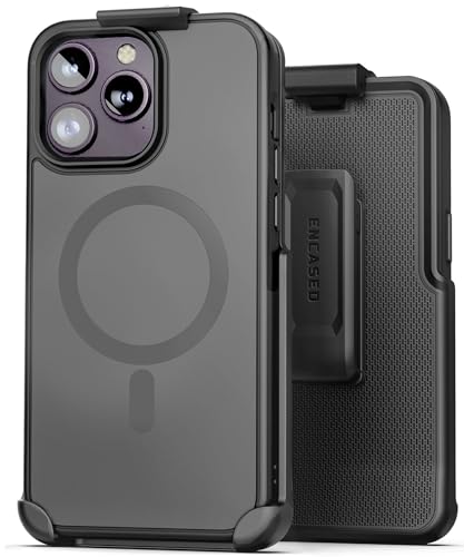 Encased SlimShield for iPhone 15 PRO MAX Belt Clip Case with Phone Holster (Compatible with MagSafe) Matte Black