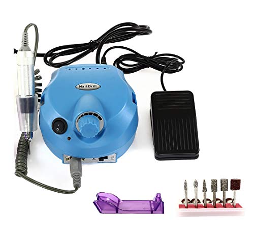 Nail Drill Machine, SymbolLife Professional Electric Nail Drill Machine Manicure Pedicure Kit Cosmetics Salon Expert Premium Nail Drill Machine with Pedal, Blue