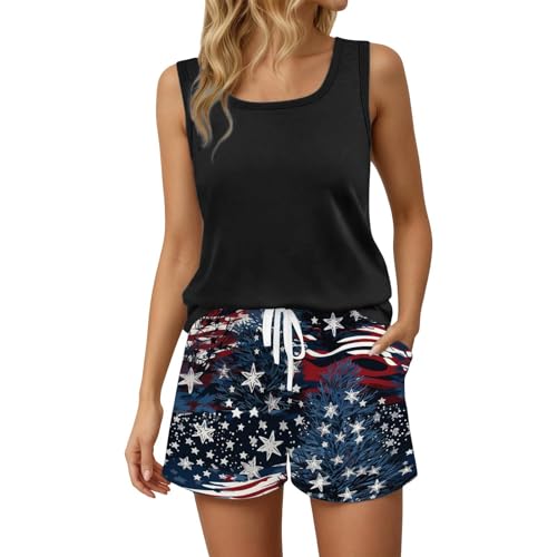 Tenue d'été pour la journée de l'indépendance avec débardeur et short léger à motif