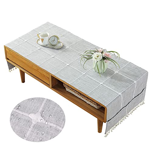 Ajerg Coffee Table Cloth, Coffee Table Cloths For Living Room Cover With Pockets And Tassel, Waterproof Small Rectangle Striped Coffee Tablecloths Washer Dryer Fridge Top Dust Cover - 20X57Inch #TOP2
