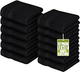Utopia Luxury 100% Cotton Washcloths Easy Care, Ringspun Cotton for Maximum Softness and Absorbency, 12-Pack - Black (13