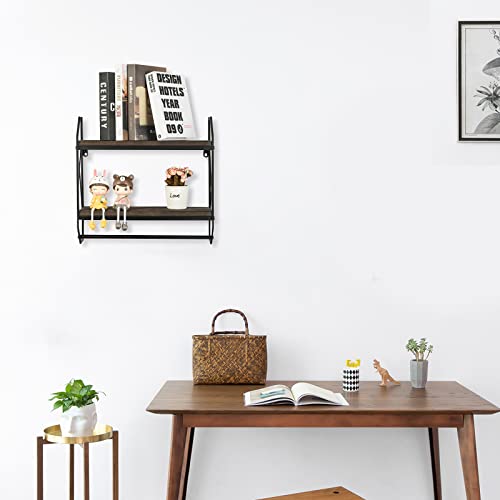 Abyssfish 2 Tier Metal Industrial Bathroom Shelves With Towel Bar Floating Storage Organizer Shelves Rustic Wall Mounted Shelves Over Toilet Towel Rack For Bathroom, Bedroom, Kitchen #TOP2