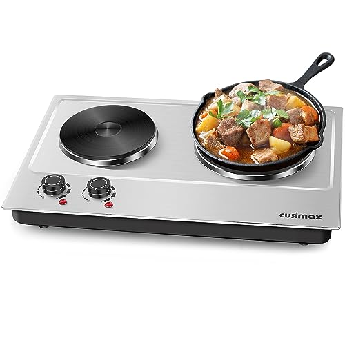 Comparison: Best Double Burner Hot Plate 7 Hot Plate,Cusimax Double Burner 1800W Cast Iron Heating Plate,Electric Stove with Adjustable Temperature Control,Stainless Steel,Suitable for Various Scenarios Upgraded Version