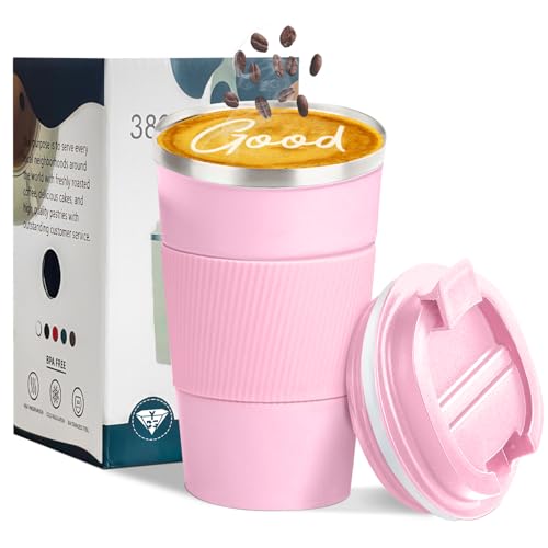 Image of Insulated Travel Coffee Mug, Stainless Steel Coffee Cup with Leakproof Lid