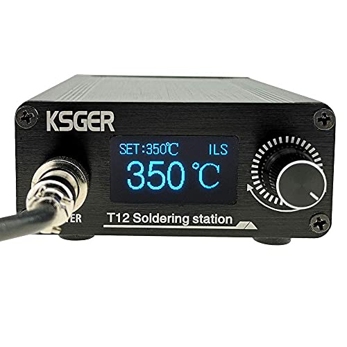 KSGER STM32 V3.1S T12 Soldering Station OLED Temperature Controller Electronic Welding Iron Tips Handle Aluminum Alloy Case Power DIY Aluminum Alloy Handle Equipments 110V T12 Iron Tips K ILS D24