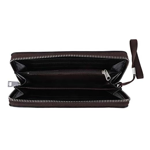 ifundom Cartera Larga de Cuero para Hombre Bolso de Mano con Cierre de Cremallera Organizador de Tarjetas Cartera Larga Y Grande Cartera Titular de Talonario de Cheques Carteras de Gran