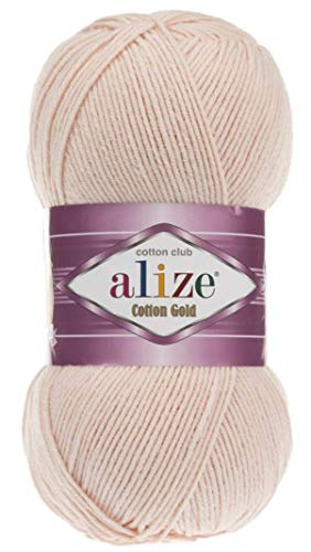 Image of 55% Cotton 45% Acrylic Alize Cotton Gold Yarn 1 Skein /Ball 100 gr 360 yds (382-Nude)