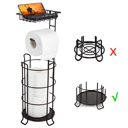 Toilet Paper Holder Stand Free Standing Bathroom Toilet Tissue Holders with Top Shelf