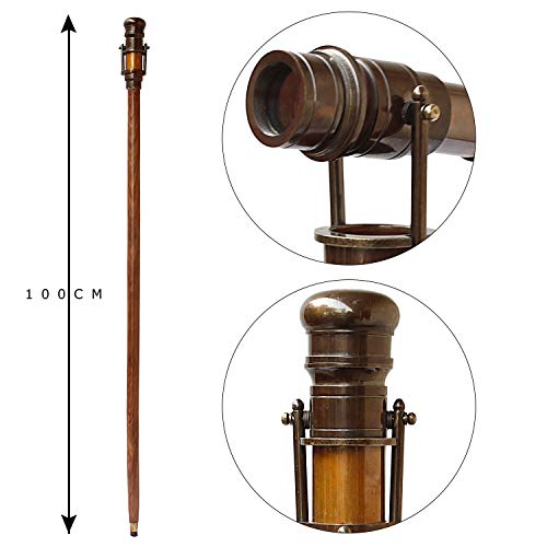 Hollywood Walking Stick Collectors Telescope Wooden Walk Cane Marine Prop #TOP6