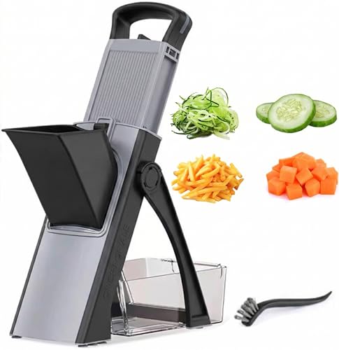 Image of DAYANIDHI Food Vegetables Chopper Mandoline Slicer | Vegetable Cutter Potato French Fries Graters Manual Shredder Efficiently Shred Grate (Black Vegetable)