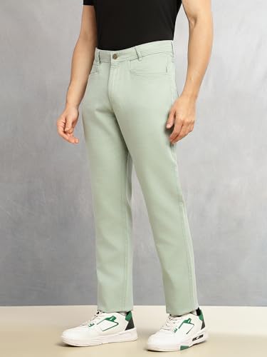 Image of Thomas Scott Men's Smart Straight Fit Chinos Trouser | Mid-Rise | Solid | 5-Pocket Design | Woven Fabric