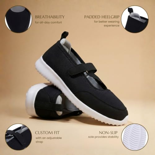 Image of TRASE Lightweight Ballet Flats Bellies for Women, Everyday Velcro Style and Comfort, Women Office Footwear, Shoes for Woman, Ballerina for Ladies and Girls