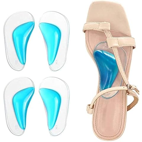 2 Pairs Gel Arch Support Insoles, Silicone Orthopedic Flat Feet Orthotic Arch Support Insoles Plantar Fasciitis Shoe Arch Support Gel High Heel Inserts Cushion Pads for Women Men (Blue) Cover
