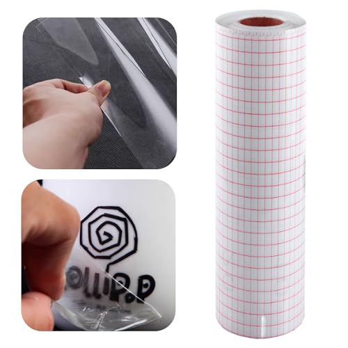 Clear Transfer Tape for Vinyl with Red Grid, 59"x12"(150x30cm) Quick Release No Residue Adhesive Paper - Medium Tack Vinyl Transfer Tape & Paper for Decals, Signs, Windows, Stickers