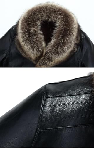 Winter Warm Parka Mens Leather Coat - Genuine Leather Jacket with Big Raccoon Fur Winter Warm Parka4
