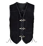 Herren Renaissance Piratenweste Mittelalter Vintage Weste Halloween Wikinger Cosplay Kostüm
