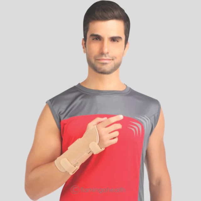 Image of Flamingo Elastic Wrist Splint for Carpal Tunnel Syndrome | Wrist Support For Colle's fracture, Wrist sprain /strain, Forearm Fracture and Immobilization | Beige | Medium