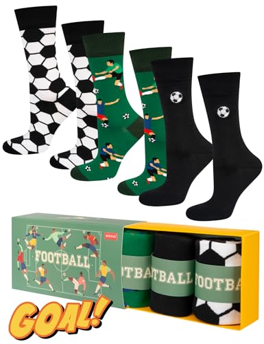 soxo Sport Calcetines Hombre Divertidos Algodon Regalos Originales Regalo Hombres 40-45 Football 3 Pares