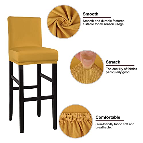 Piccocasa Stretch Bar Stool Covers, Pub Counter Height Side Chair Covers With Elastic Band Gold 4Pcs #TOP2
