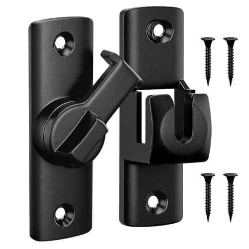 Upgraded Flip Door Latch, 90/180 Degree Heavy Duty Small Gate Lock for Safety and Privacy, Zinc Alloy Anti-Rust Latches for Barn Door, Sliding Door, Cabinet, Bathroom, Window Hardware (Black, 1PC)